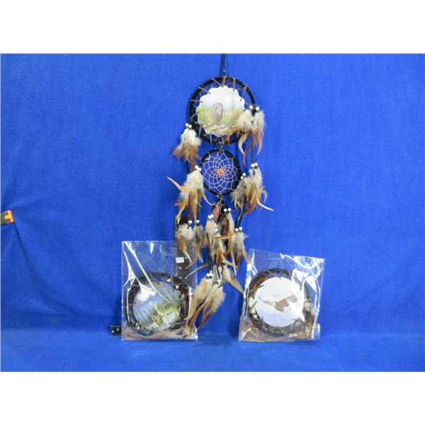 NEW - 3 Dream Catchers - Grizzly Bear, Wolves, Bald Eagle