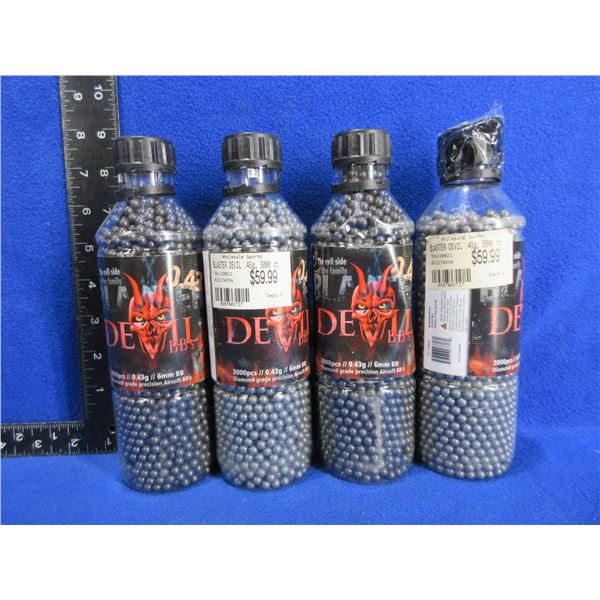 Blaster Devil Airsoft BB's - 0.43g/6mm BB - 4 Bottles of 3000
