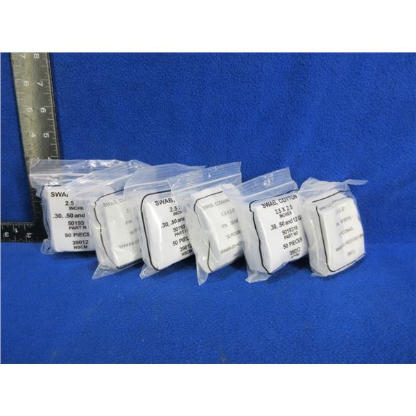 NEW - Cotton Swabs - 2.5" x 2.5" - 6 Packs of 50