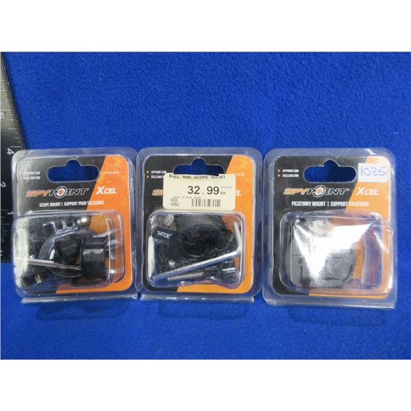 NEW - 2 SpyPoint Xcel Scope Mounts & 1 Picatinny Mount