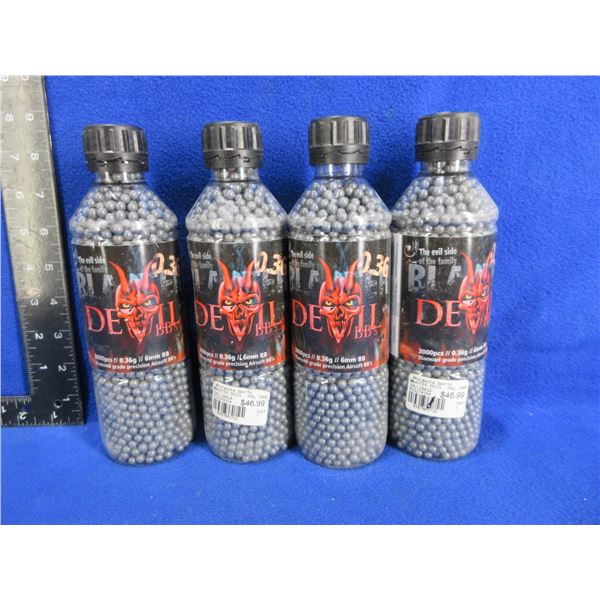Blaster Devil Airsoft BB's - 0.36g/6mm BB - 4 Bottles of 3000