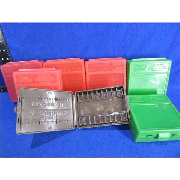 7 Plastic Ammo Boxes - 9MM x 3, 357/38 x 3, 41 Mag x 1