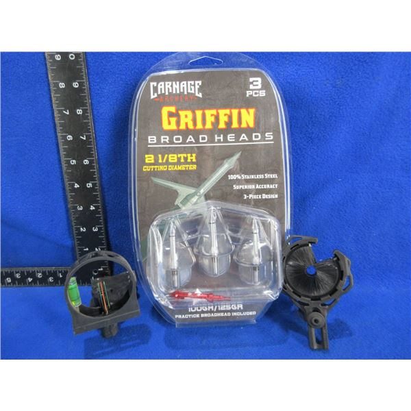 NEW - 3 Pin Bow Sight, Whisker Biscuit, Griffin Broadheads