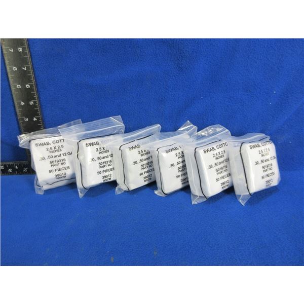 NEW - Cotton Swabs - 2.5" x 2.5" - 6 Packs of 50