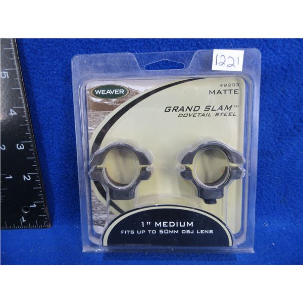 NEW - Weaver Grand Slam 1" Medium Rings # 49203, Matte