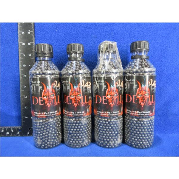 Blaster Devil Airsoft BB's - 0.43g/6mm BB - 4 Bottles of 3000