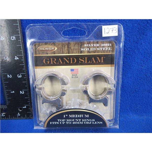 NEW - Weaver Grand Slam 1" Medium Top Mount Rings