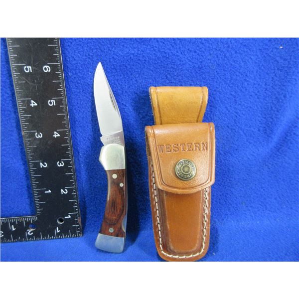 Western USA S-522 Folding Lock Blade Knife with Sheath