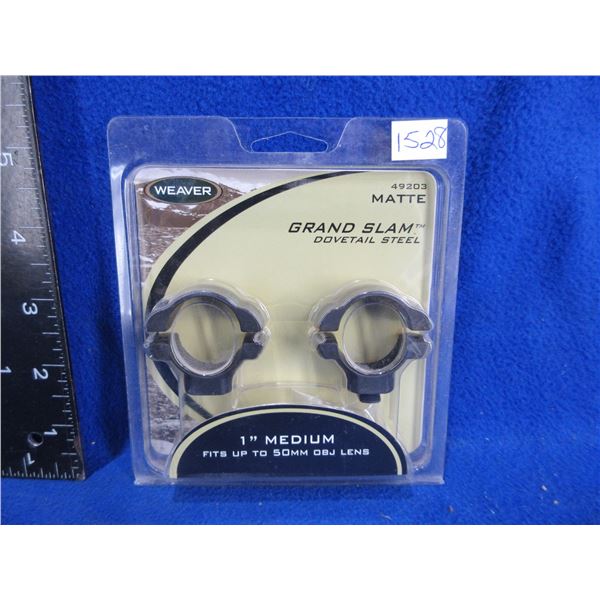 NEW - Weaver Grand Slam 1" Medium Rings # 49203, Matte