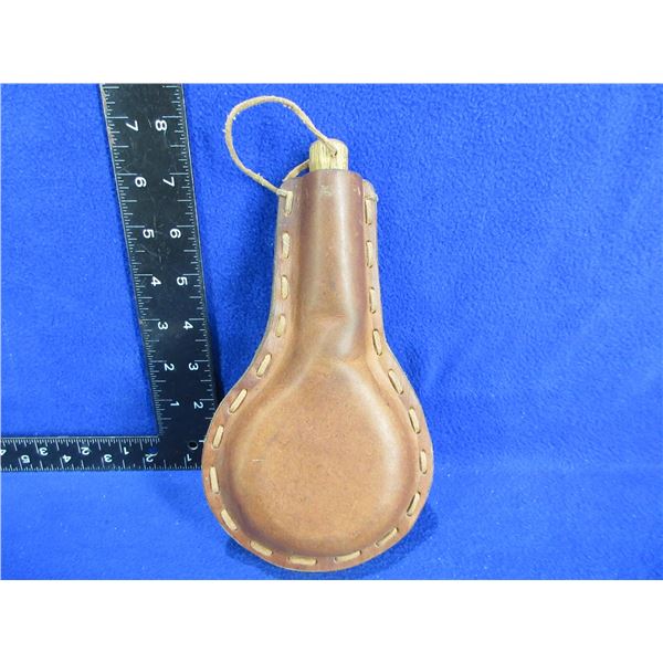 Leather Powder/Shot Flask with Wood Stopper