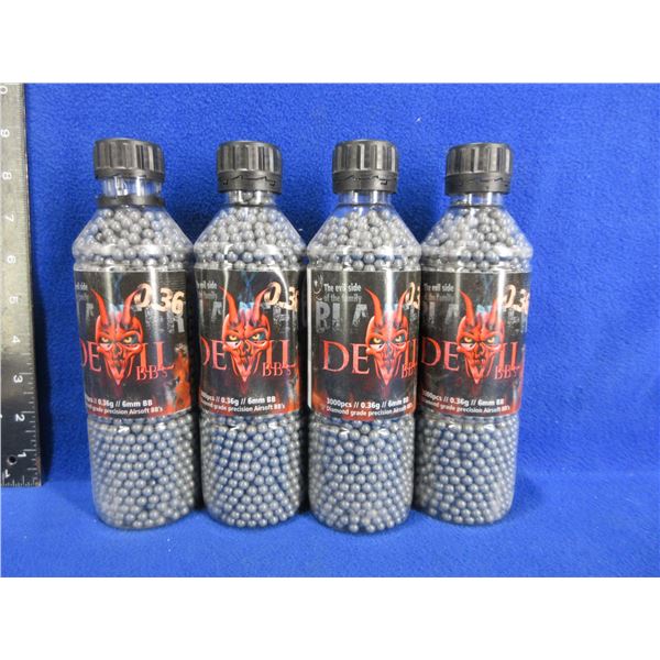 Blaster Devil Airsoft BB's - 0.36g/6mm BB - 4 Bottles of 3000