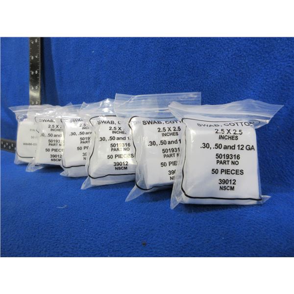 NEW - Cotton Swabs - 2.5" x 2.5" - 6 Packs of 50