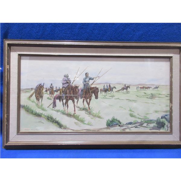 Framed Watercolor - "Blackfoot Moving Camp"