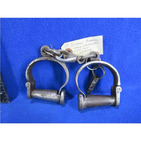 Vintage Barrel Style Handcuffs with 1 Key