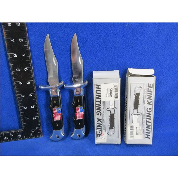 2 Folding Lock Blade Hunting Knives - 3 1/2" Blades
