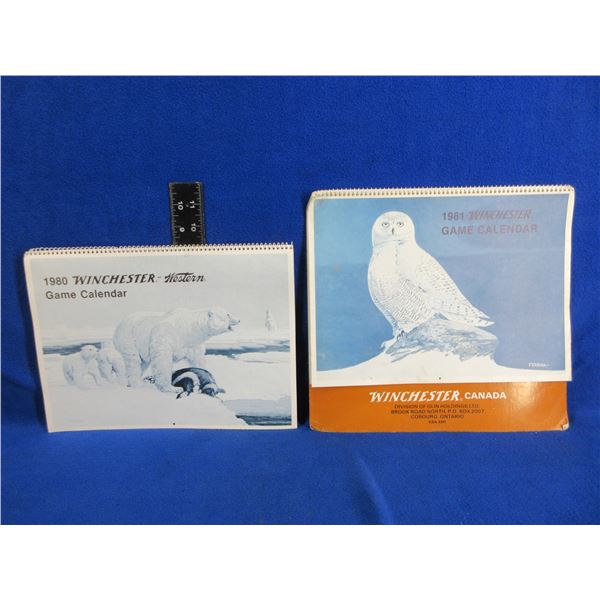 2 Vintage Winchester Game Calendars - 1980 and 1981