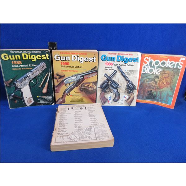 5 Books - Gun Digest 1986, 88, 90, Shooter's Bible 1961, 77