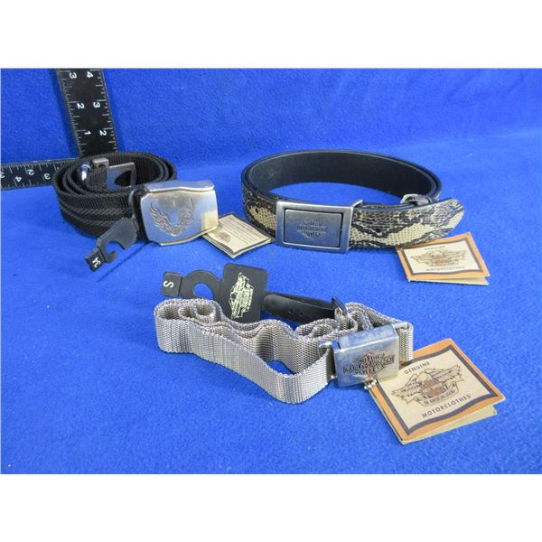 3 Harley Davidson Belts - Size 34, 36 and Small