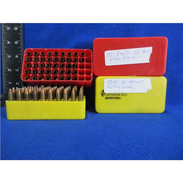 22 Hornet (PICK UP ONLY) Reloads - Box of 50 + 42 Brass
