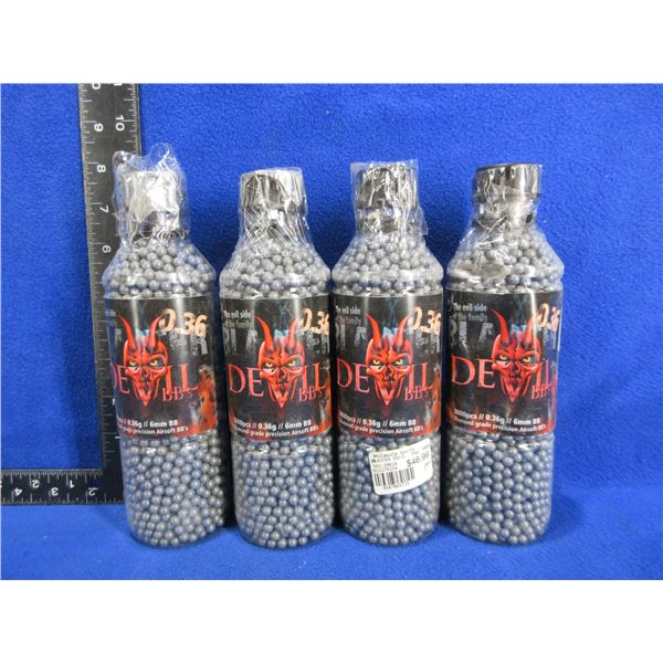 Blaster Devil Airsoft BB's - 0.36g/6mm BB - 4 Bottles of 3000
