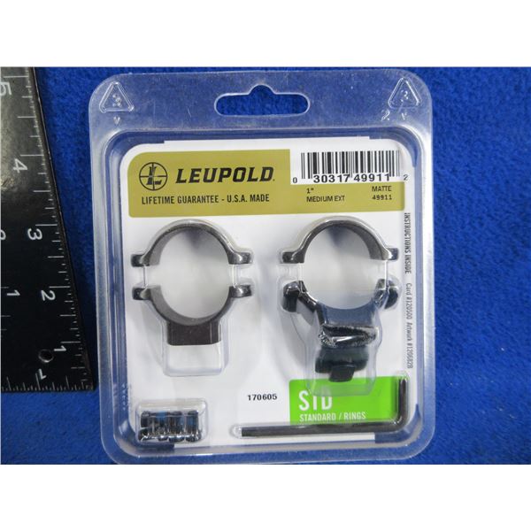 NEW - Leupold STD 1" Medium EXT Matte Rings # 49911