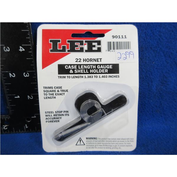 NEW - Lee 22 Hornet Case Length Gauge and Shell Holder