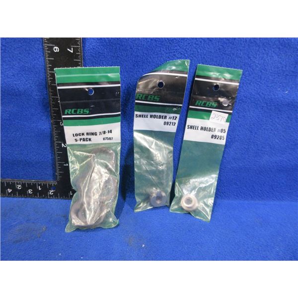 NEW - 2 RCBS Shell Holders & RCBS Lock Ring 5 Pack
