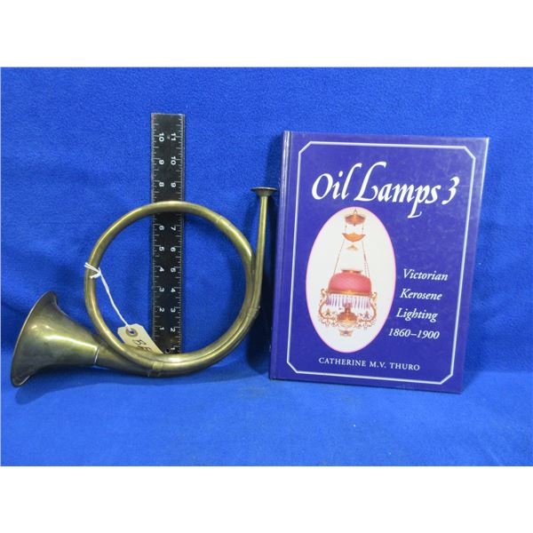 Decorative Brass Bugle and 1 Book (Oil Lamps 3)