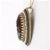 Image 4 : Vintage 14k Yellow Gold Carved Cameo w/ Seed Pearl Frame Halo Pendant Necklace