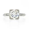 Image 4 : Vintage Platinum 1.50 ctw Round Solitaire w/ Baguette Diamond Engagement Ring