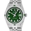 Image 1 : Rolex Mens Stainless Steel Green Diamond Lugs And Emerald Datejust Wristwatch