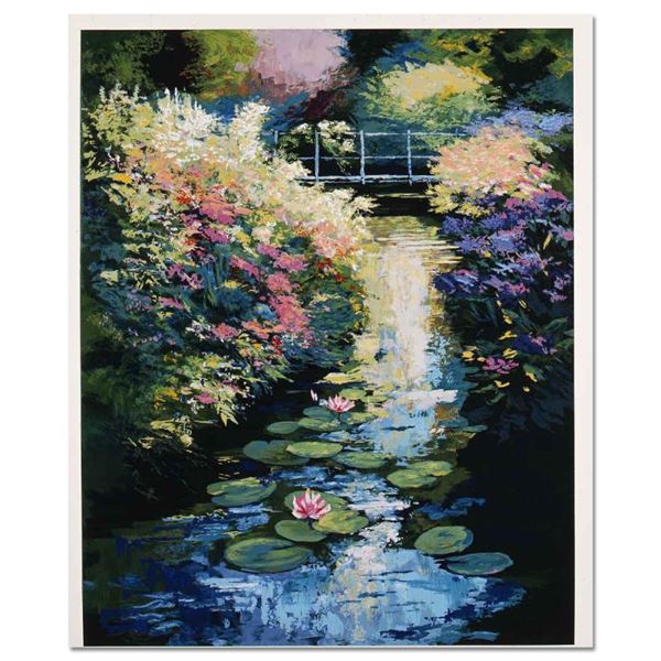 Flowering Bank & Waterlilies by Mark King (1931-2014)