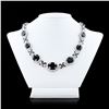 Image 1 : 109.15 ctw Dark Blue Sapphire and 2.97 ctw Diamond 18K White Gold Necklace