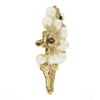 Image 6 : Estate 14k Gold Ruby Emerald Sapphire & Pearl Multi Flower Bouquet Brooch Pin