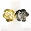 Image 1 : Large 18k Yellow Gold Silver Diamond Handmade Twin Layered Flowers Cocktail Ring
