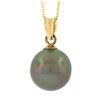 Image 6 : 14K Yellow Gold 11.5mm Tahitian Gray Pearl Solitaire Pendant 18 Chain Necklace