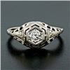 Image 2 : Antique Art Deco 18k Gold 0.26 ctw European Diamond Solitaire Etched Filigree Ri