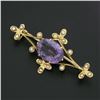 Image 2 : Vintage Victorian Revival 14K Yellow Gold Oval Amethyst & Seed Pearl Pin Brooch