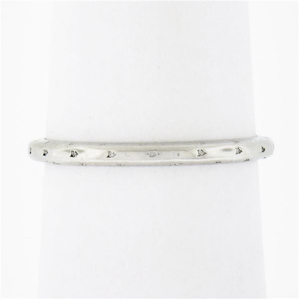 Antique Art Deco Orange Blossom Platinum 1.8mm Engraved Stack wedding Band Ring