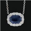 Image 3 : NEW 18k Gold 1.88 ctw GIA Cushion Blue Sapphire Diamond Halo Pendant Necklace