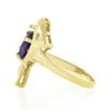 Image 7 : 14k Yellow Gold Dolphin Jumping Over 0.90 ctw Oval Prong Amethyst Solitaire Ring