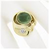 Image 3 : Large Modernist 18k Gold Oval Bezel Tourmaline & Diamond Polished Geometric Ring