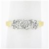 Image 1 : 14k TT Gold 0.55 ctw Round Brilliant Cut Diamond Triple 3 Flower Cluster Band Ri