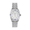 Image 2 : Rolex Mens Stainless Steel Silver Index 18K White Gold Diamond & Sapphire Bezel