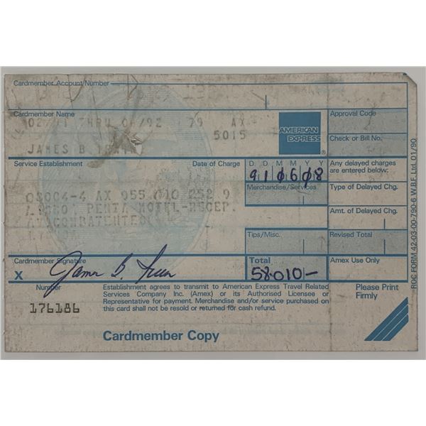 Astronaut James Irwin signed receipt