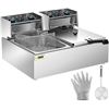 Image 1 : VIVOHOME 5000W 20.7 Qt Electric Deep Fryer with 60-Min Timer and Temperature Control, 2 x 6.35 QT Re