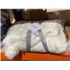 Image 1 : White Faux Fur Throw Blanket with Satin Lining