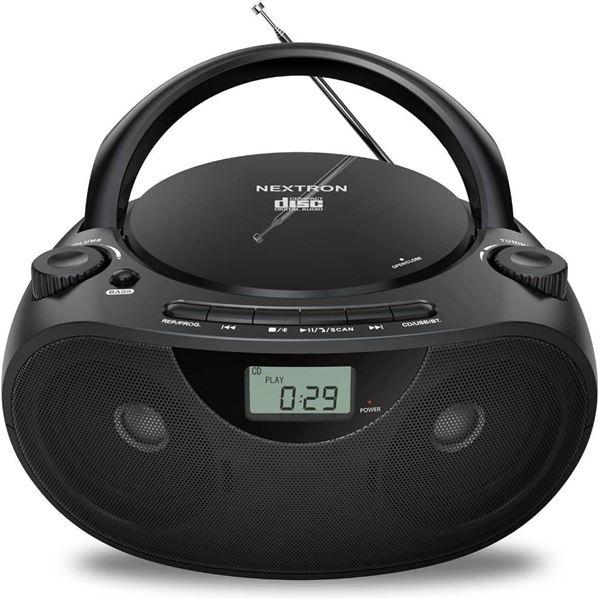 Nextron Portable Stereo CD Player Boombox with AM/FM Radio, Bluetooth, USB, AUX-in, Headphone Jack,