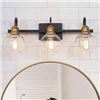 Image 1 : Shenzhen BaobaoLai Vanity Light 22.4 in. 3-Light Black and Gold Bathroom Vanity Light with Clear Glo