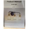 Image 4 : Shenzhen BaobaoLai Vanity Light 22.4 in. 3-Light Black and Gold Bathroom Vanity Light with Clear Glo